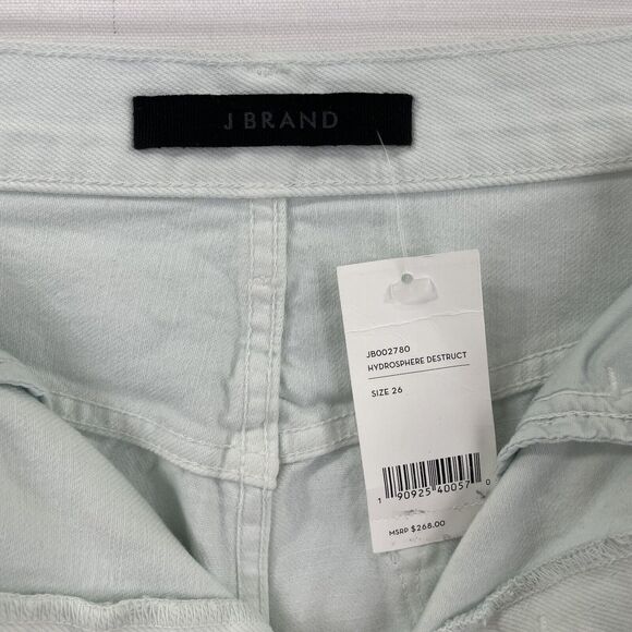 J Brand Jeans Womens 26 Green Straight Leg Frayed Hem High Rise Button Fly NWT - Picture 11 of 16